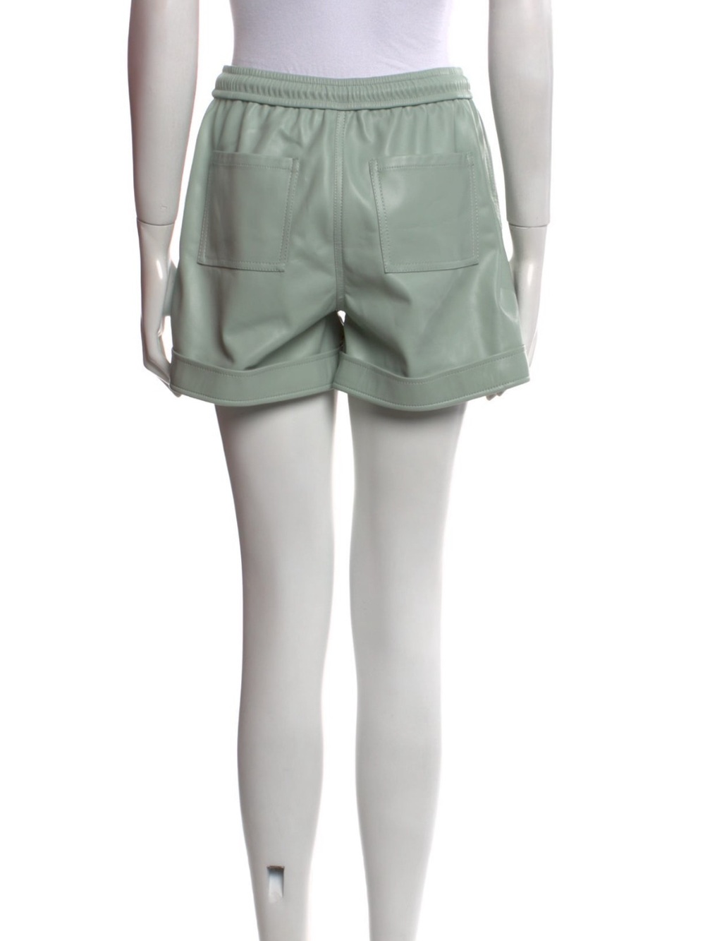 NWT Jonathan Simkhai Sage Green Faux-Leather Drawstring Shorts - Picture 3 of 3
